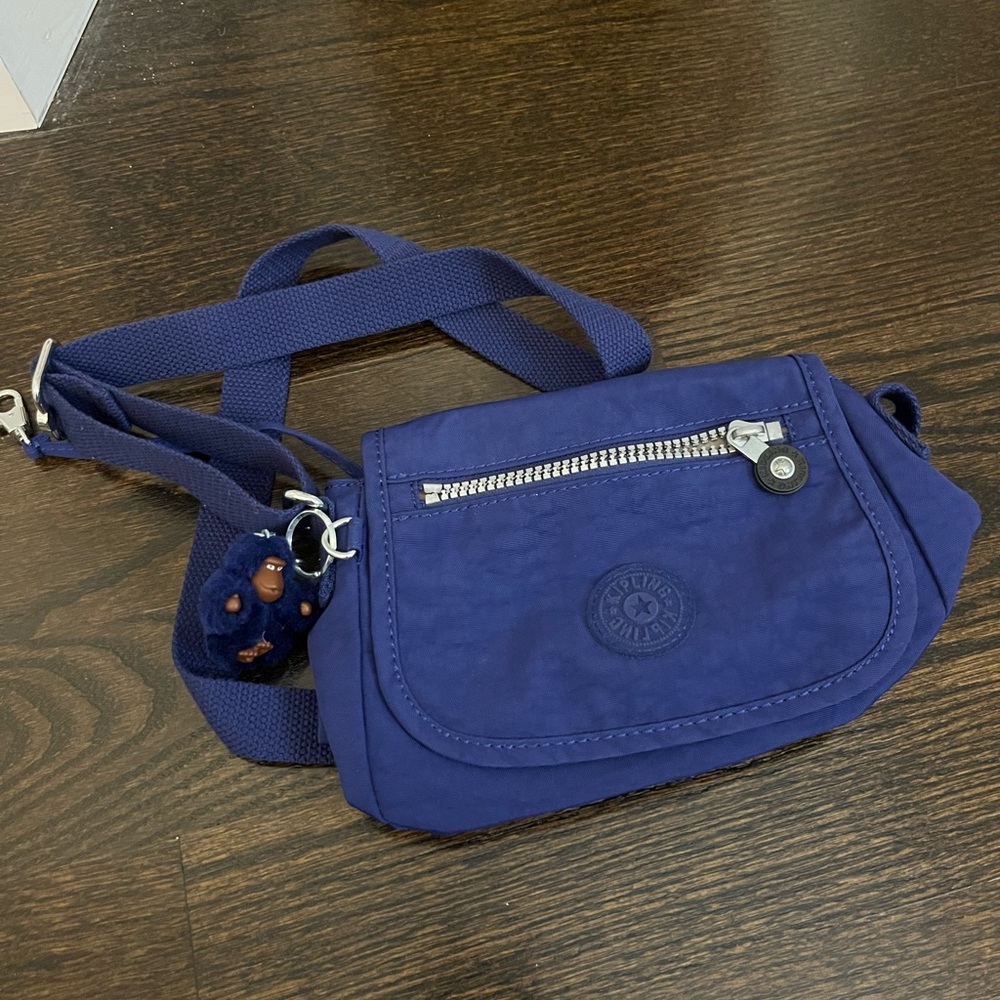 Kipling Gray Bag with Blue Trim